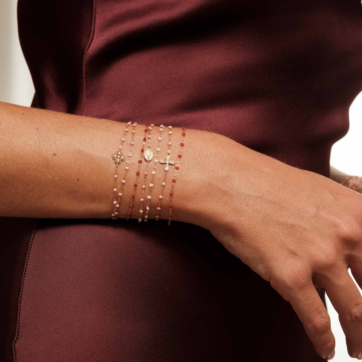 Bracelet noir Lucky Trèfle, diamants, or rose, 17 cm – Gigi Clozeau -  créateur de bijoux