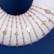 Gigi Clozeau - Bracelet opale Croix, or rose, 17cm