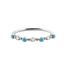 Gigi Clozeau - Bague turquoise Classique Gigi, 3 diamants, or blanc, T 52