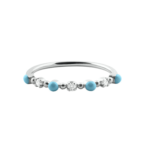 Gigi Clozeau - Bague turquoise Classique Gigi, 3 diamants, or blanc, T 53