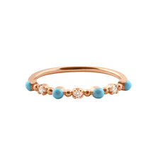 Gigi Clozeau - Bague turquoise Classique Gigi, 3 diamants, or rose, T 49