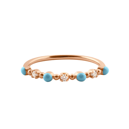 Gigi Clozeau - Bague turquoise Classique Gigi, 3 diamants, or rose, T 53