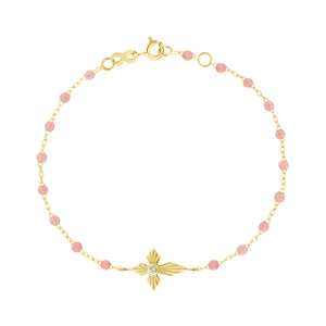 Gigi Clozeau - Bracelet blush Croix Lumière, Diamants, or jaune, 17 cm