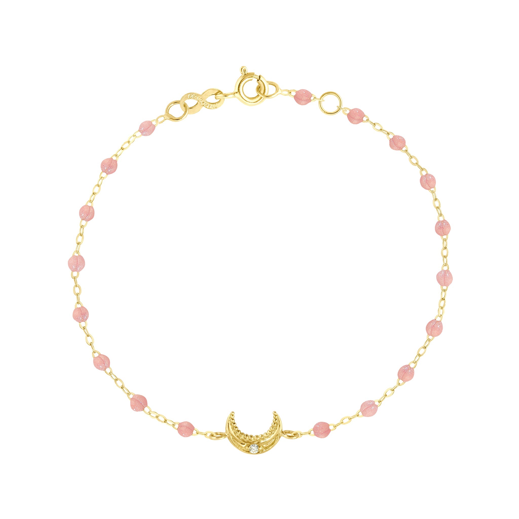 Gigi Clozeau - Bracelet blush Lune, diamant, or jaune, 17 cm