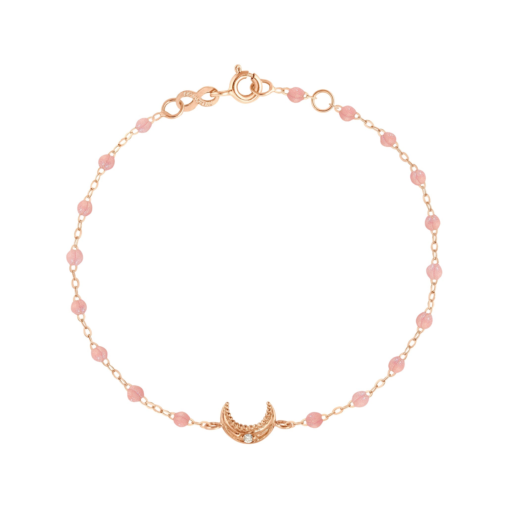 Gigi Clozeau - Bracelet blush Lune, diamants, or rose, 17 cm