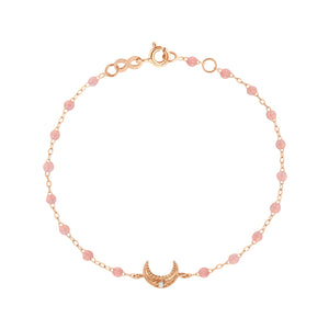 Gigi Clozeau - Bracelet blush Lune, diamants, or rose, 17 cm