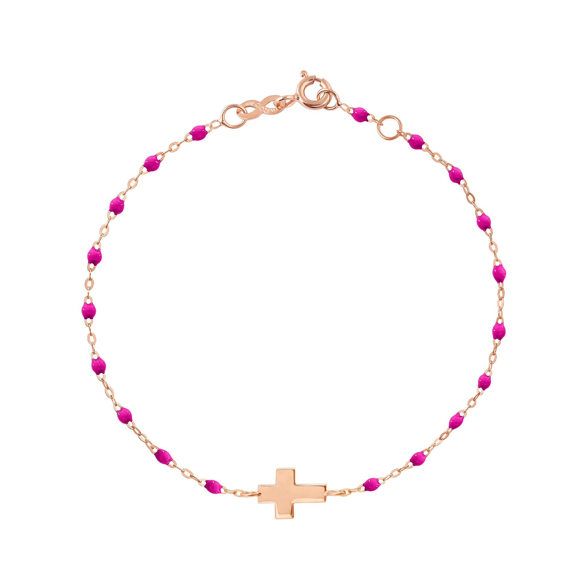 Gigi Clozeau - Bracelet bonbon Croix , or rose, 17 cm