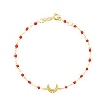 Gigi Clozeau - Bracelet coquelicot Lune, diamant, or jaune, 17 cm