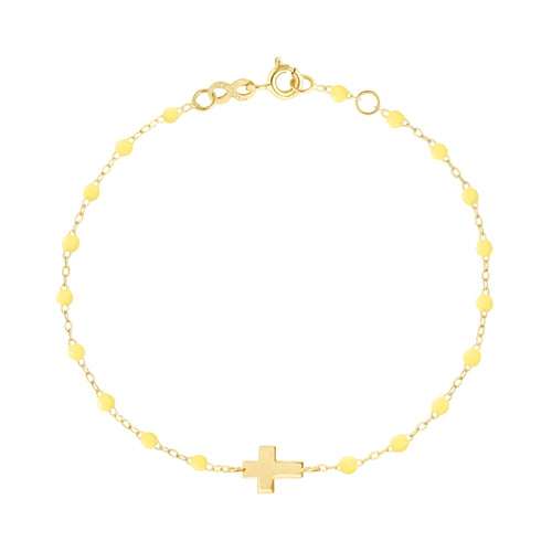 Gigi Clozeau - Bracelet mimosa Croix , or jaune, 17 cm