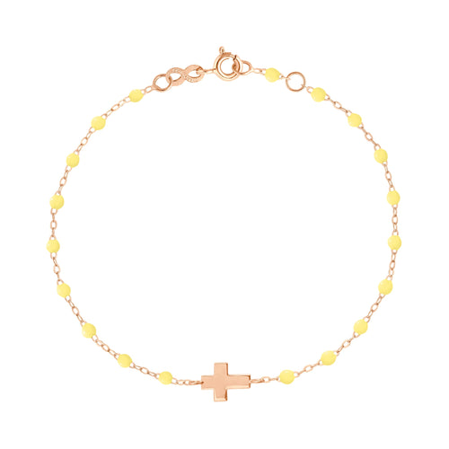 Gigi Clozeau - Bracelet mimosa Croix , or rose, 17 cm