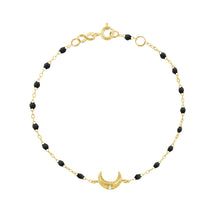 Gigi Clozeau - Bracelet noir Lune, diamant, or jaune, 17 cm