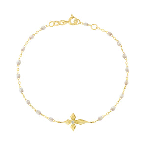 Gigi Clozeau - Bracelet opale Croix Lumière diamants, or jaune, 17 cm