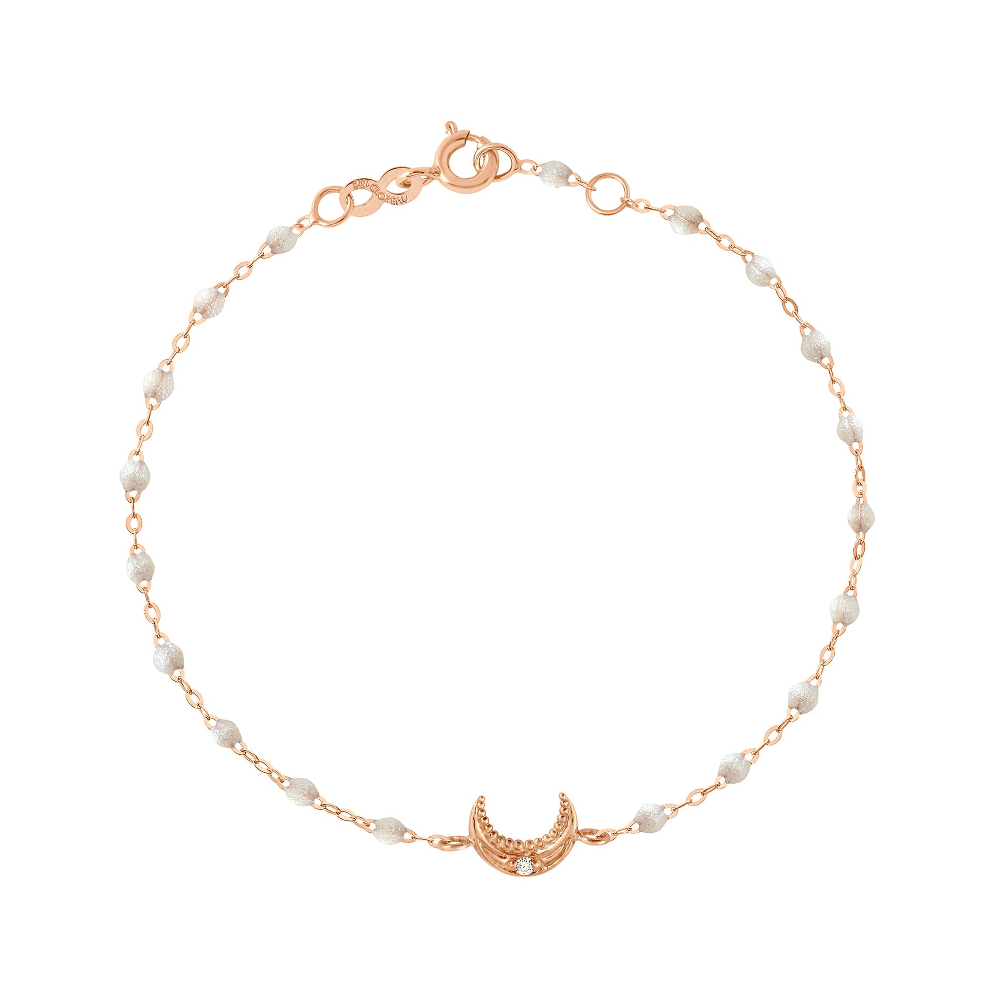 Gigi Clozeau - Bracelet opale Lune, diamant, or rose, 17 cm