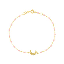 Gigi Clozeau - Bracelet rose bébé Lune, diamant, or jaune, 17 cm