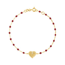 Gigi Clozeau - Bracelet rouge Cœur Lumière, diamant, or jaune, 17 cm