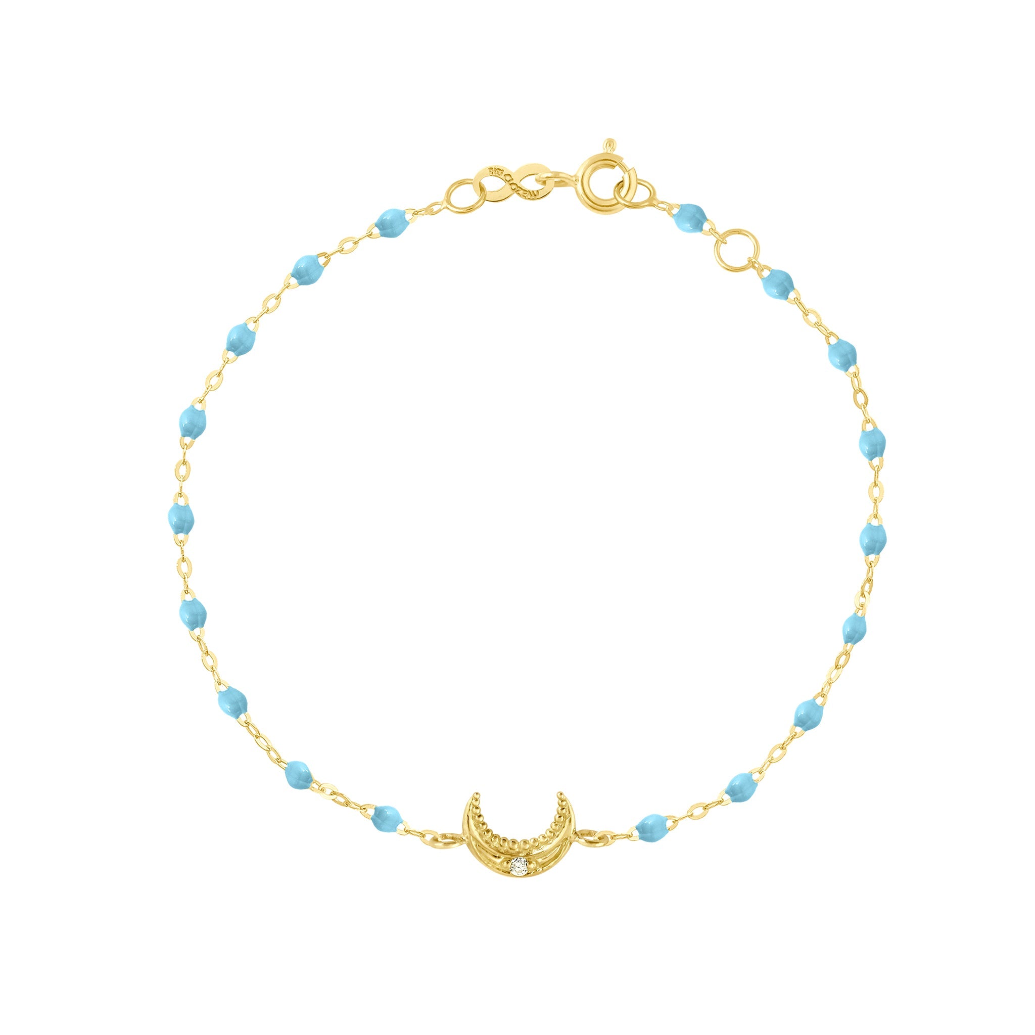 Gigi Clozeau - Bracelet turquoise Lune, diamant, or jaune, 17 cm