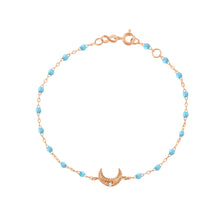 Gigi Clozeau - Bracelet turquoise Lune, diamant, or rose, 17 cm