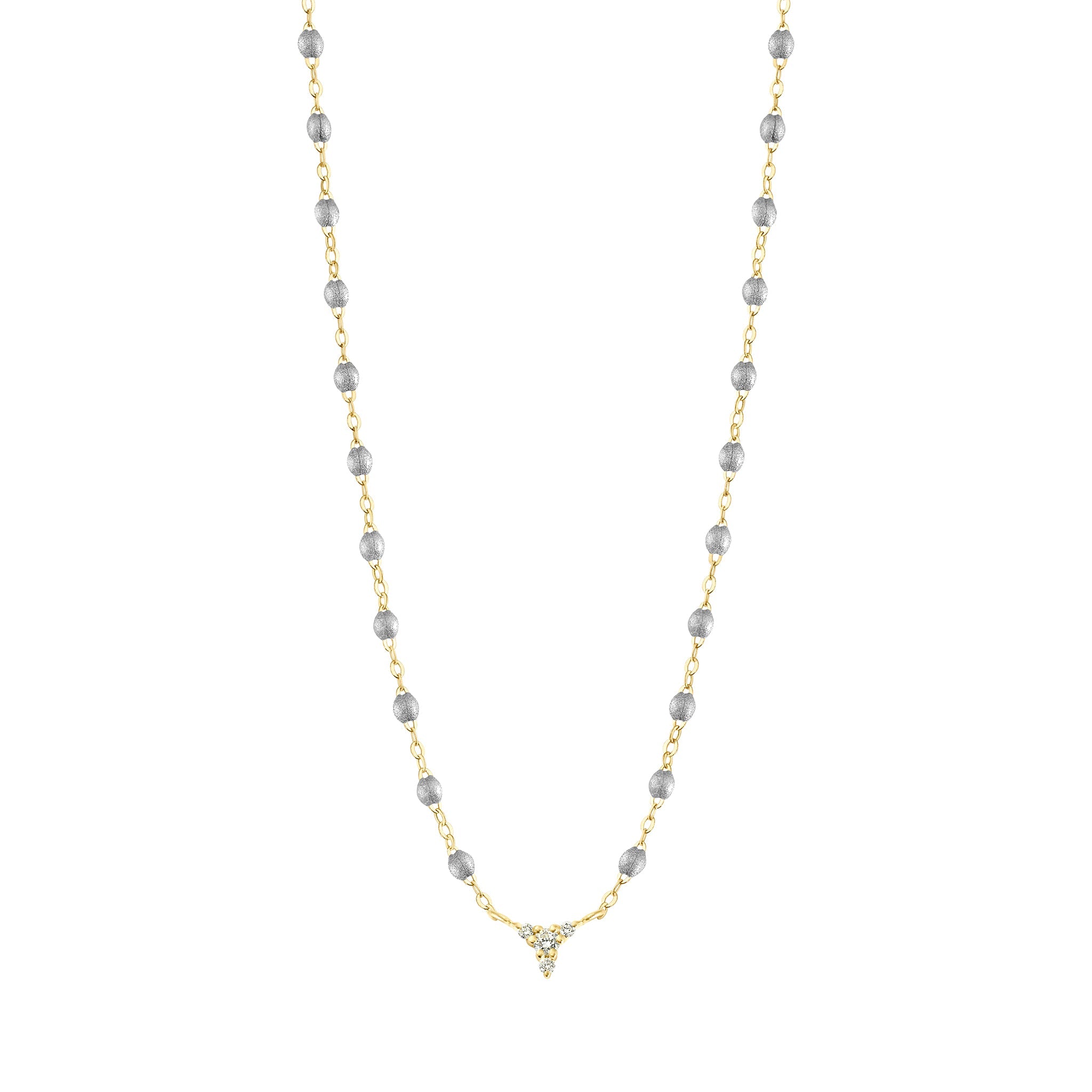 Gigi Clozeau - Collier argent petit Kosmos, diamants, or jaune, 42 cm