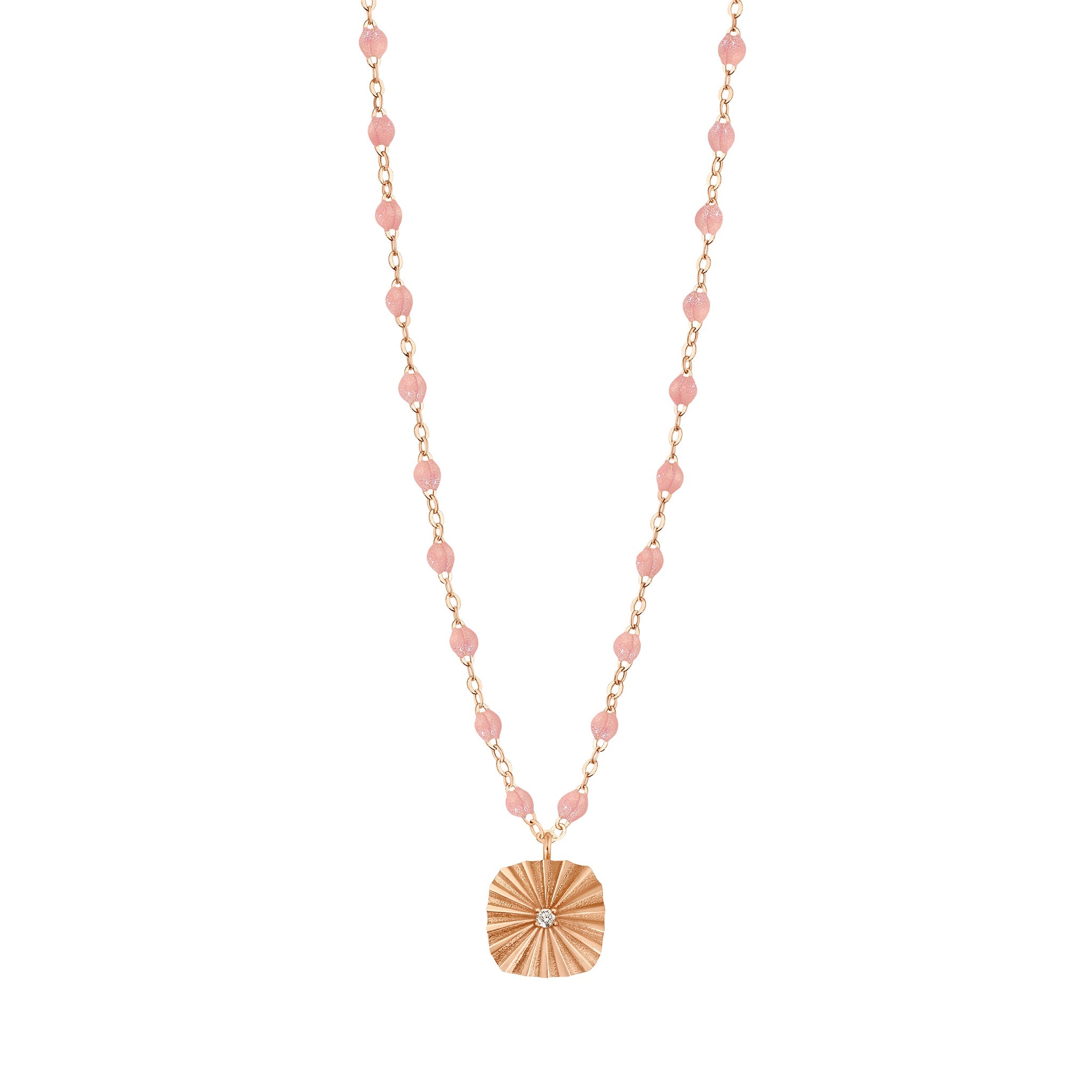 Gigi Clozeau - Collier blush Miss Lumière diamant, or rose, 42 cm