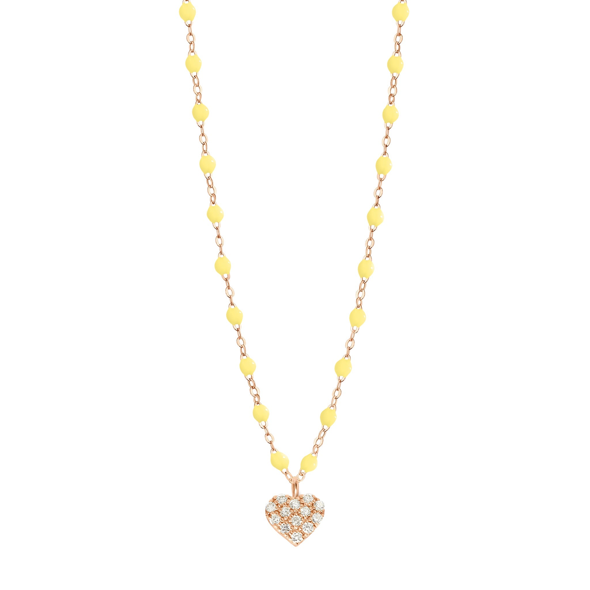 Gigi Clozeau - Collier mimosa Cœur In Love, Diamants, or rose, 42 cm