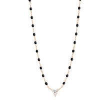 Gigi Clozeau - Collier noir Kosmos, diamants, or rose, 42 cm