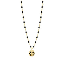 Gigi Clozeau - Collier noir Ladybug, or jaune, 42cm