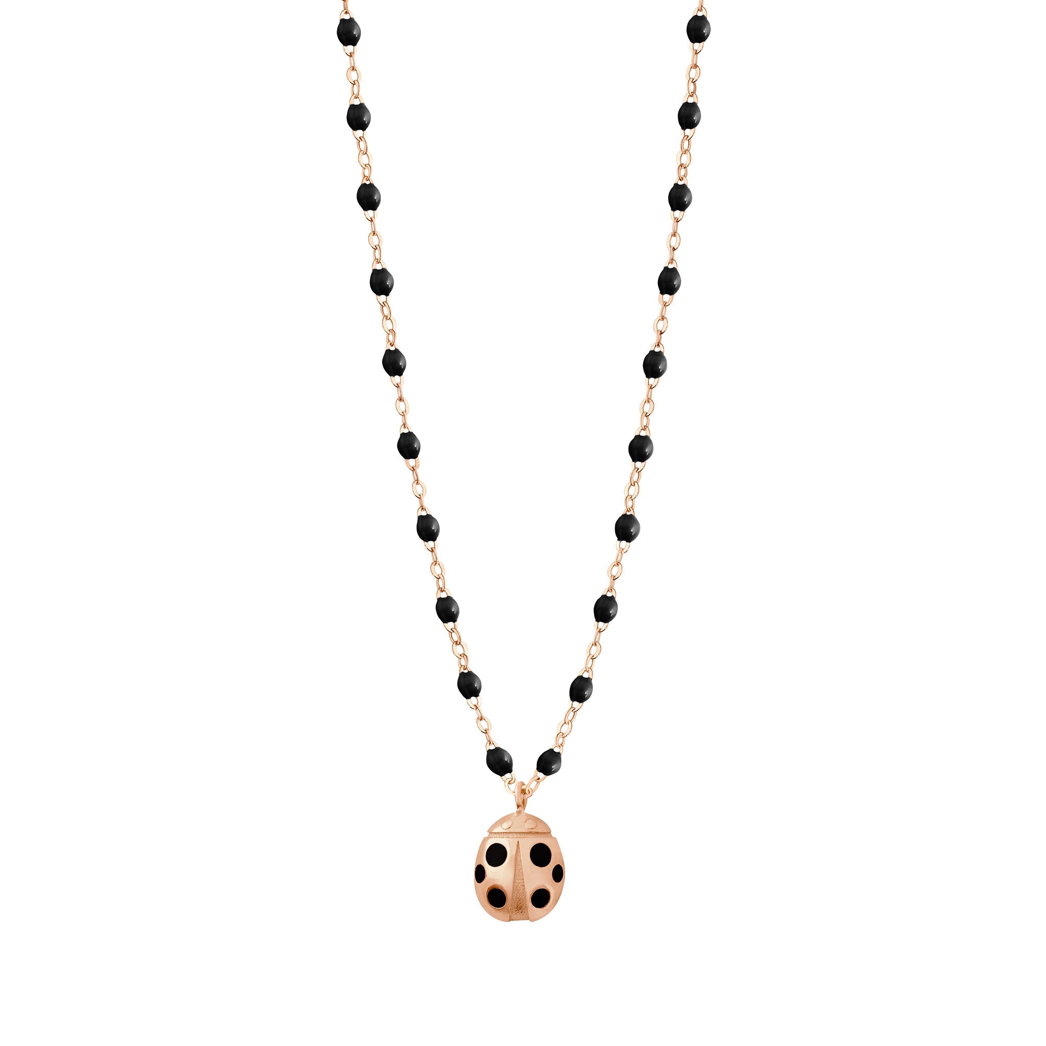 Gigi Clozeau - Collier noir Ladybug, or rose, 42cm