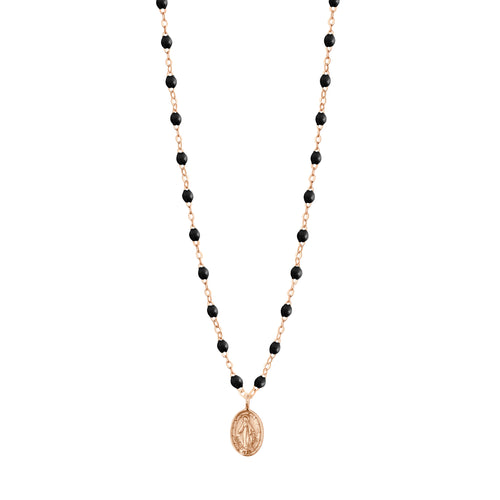 Gigi Clozeau - Collier noir Madone, or rose, 42 cm 