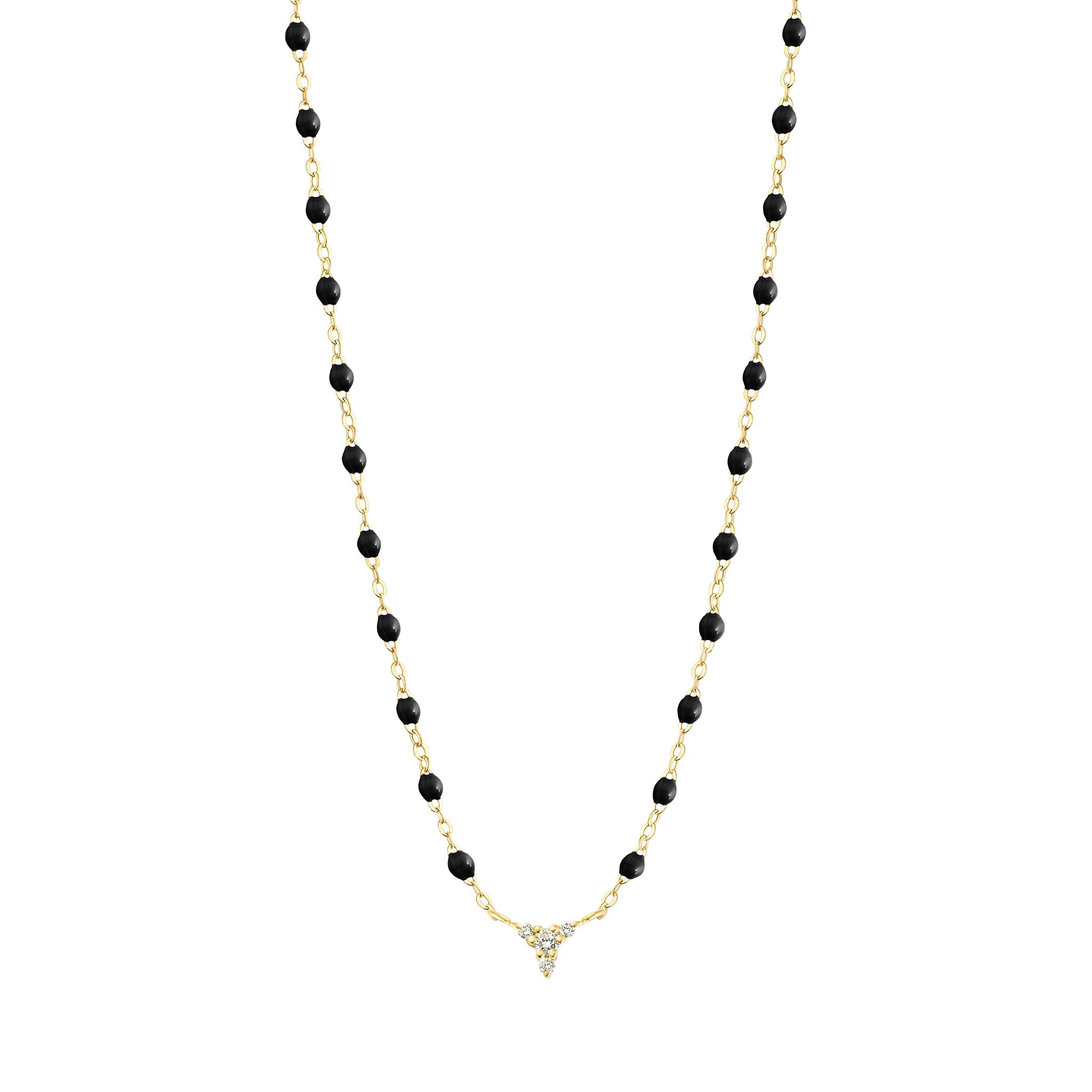 Gigi Clozeau - Collier noir petit Kosmos, diamants, or jaune, 42 cm