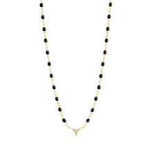 Gigi Clozeau - Collier noir petit Kosmos, diamants, or jaune, 42 cm