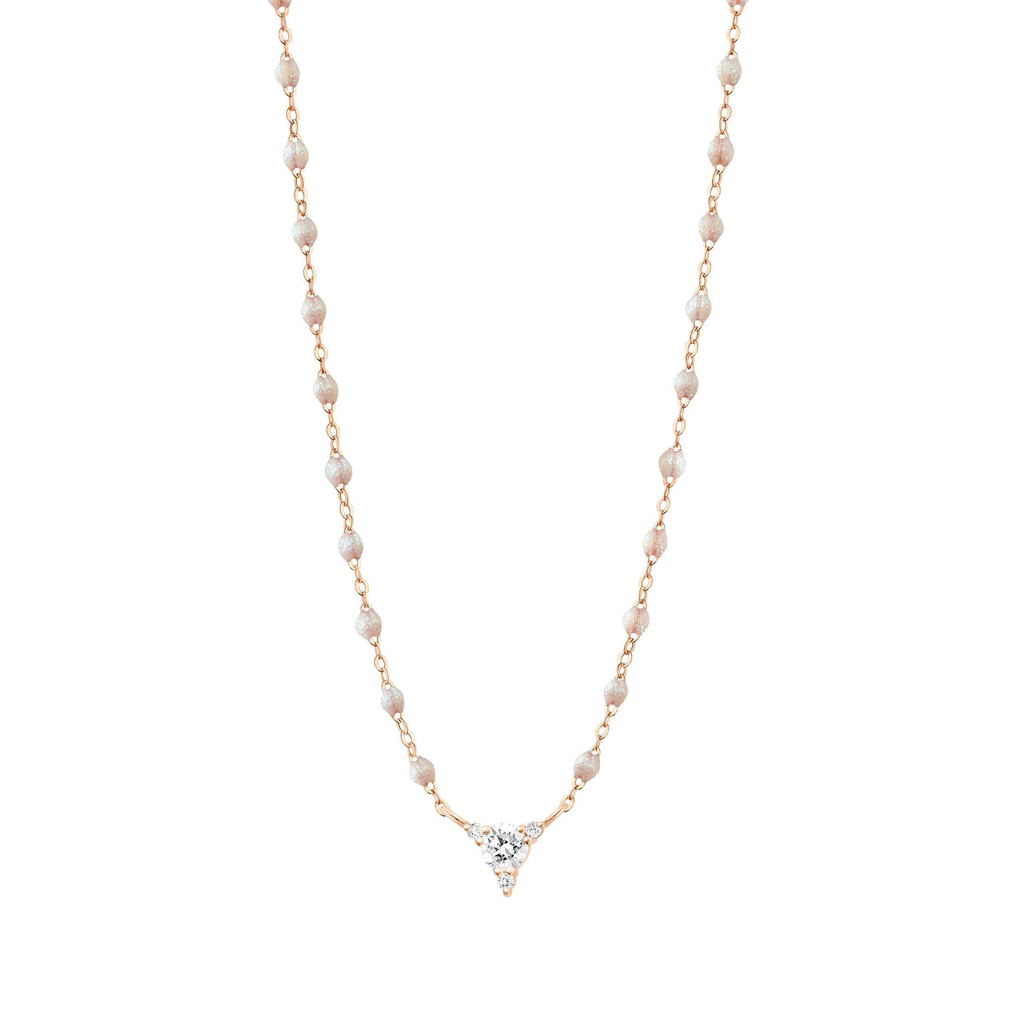 Gigi Clozeau - Collier opale Kosmos, diamants, or rose, 42 cm