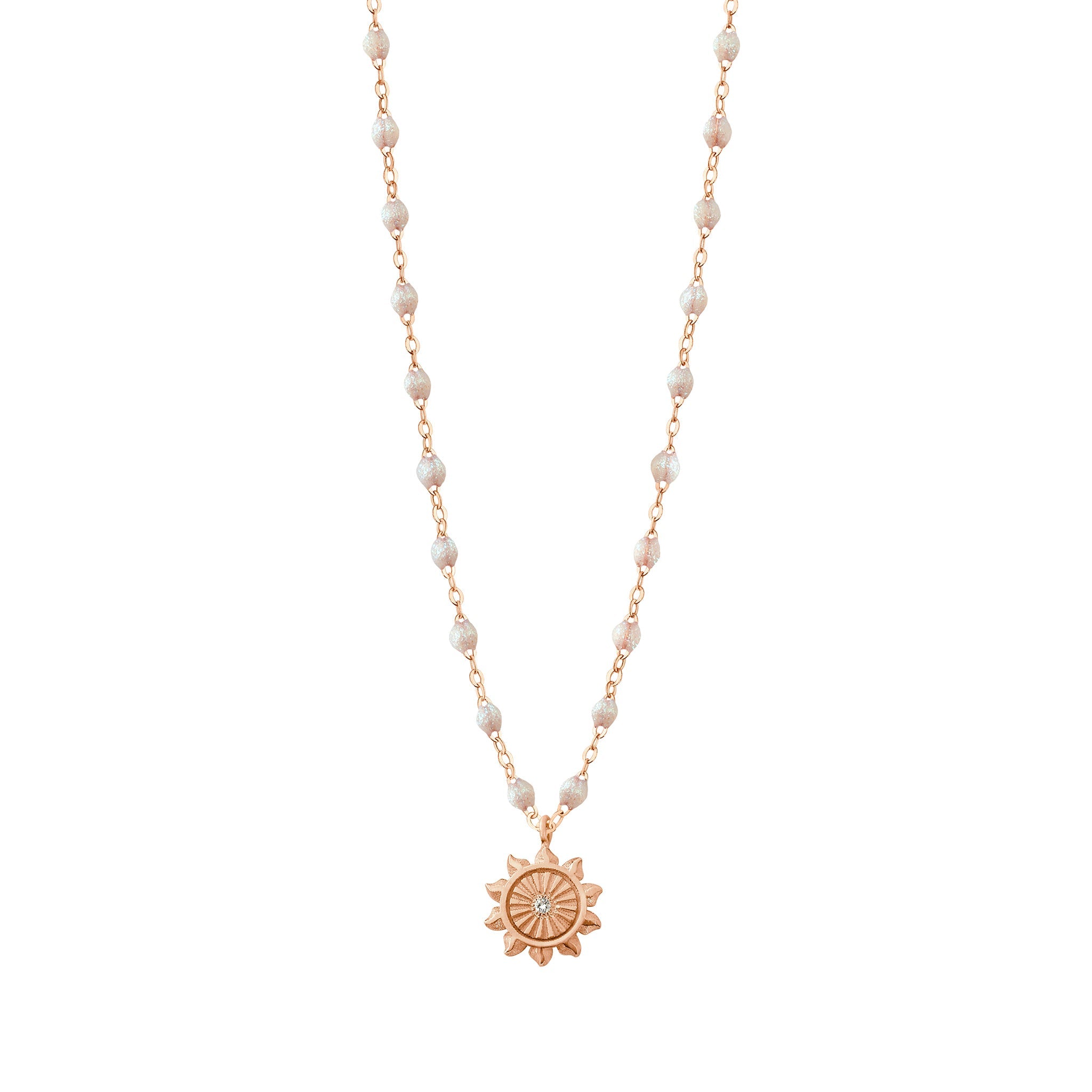 Gigi Clozeau - Collier opale Lucky Sun diamants, or rose, 42 cm