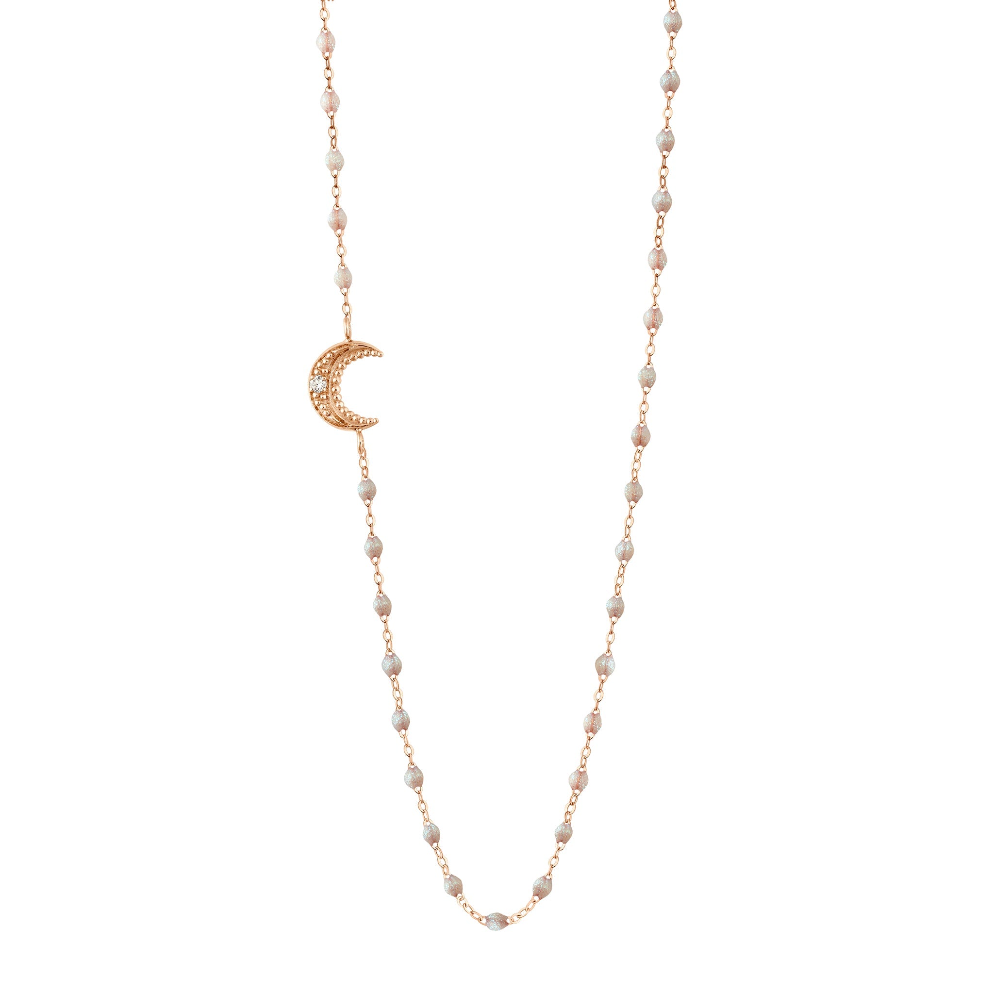 Gigi Clozeau - Collier opale Lune, diamant, or rose, 42 cm