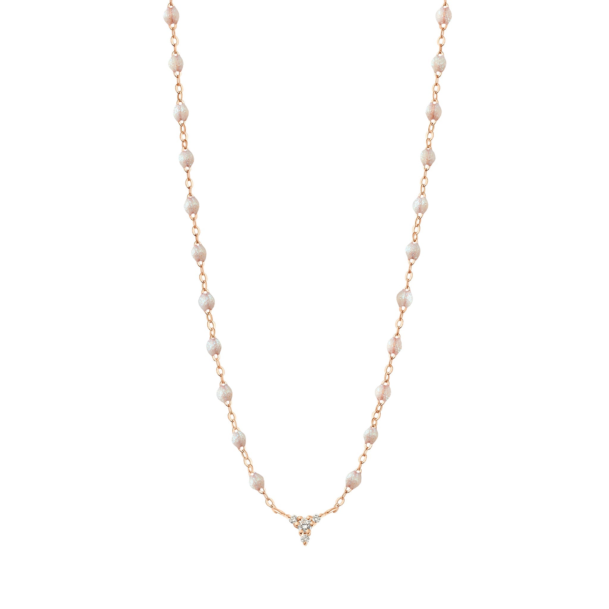 Gigi Clozeau - Collier opale petit Kosmos, diamants, or rose, 42 cm