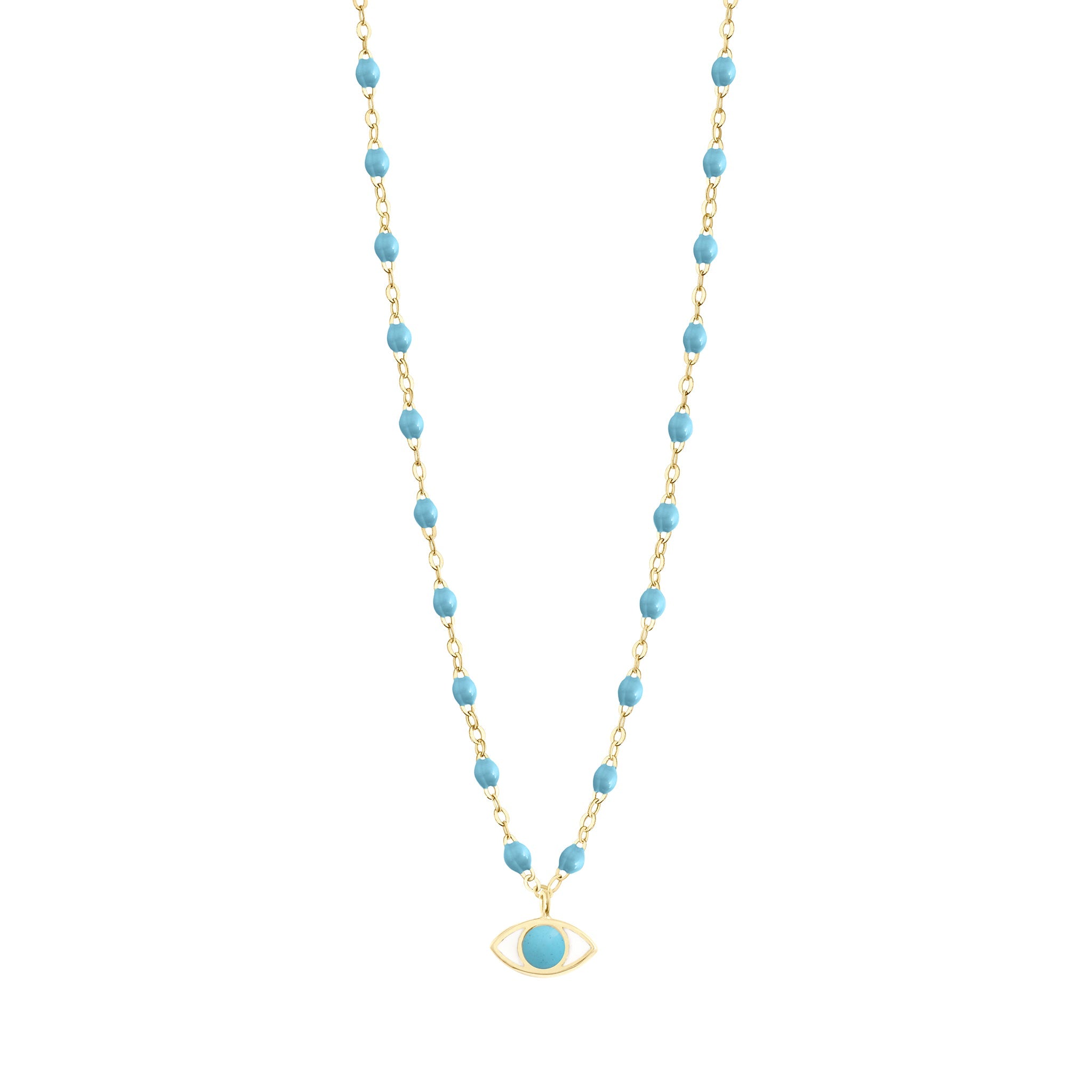 Collier Eye Classic turquoise, or jaune, 42 cm